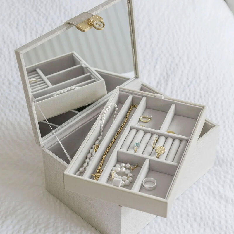 Stackers Luxury Classic Jewellery Box - Oatmeal & Linen image number 1